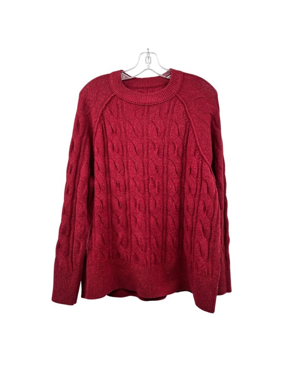 Aerie Womens Cable Knit Sweater Pullover Burgundy Size Small